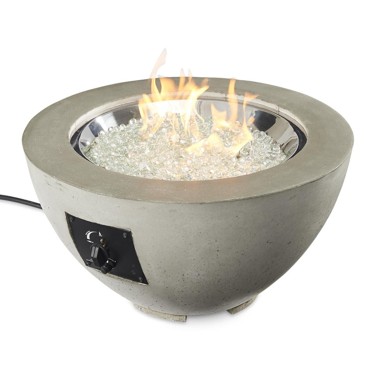 Cove 29-Inch Round Glass Fiber Reinforced Concrete Propane Fire Bowl in Natural Gray