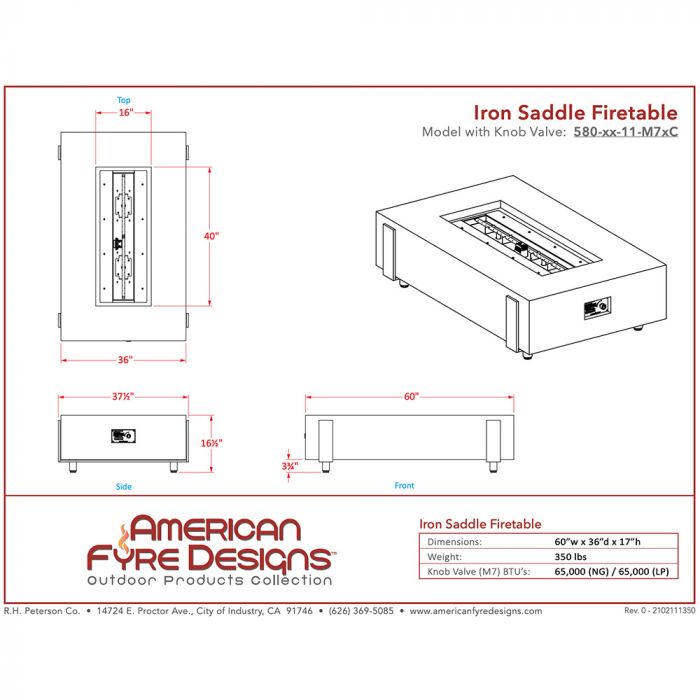 American Fyre Designs Iron Saddle Firetable