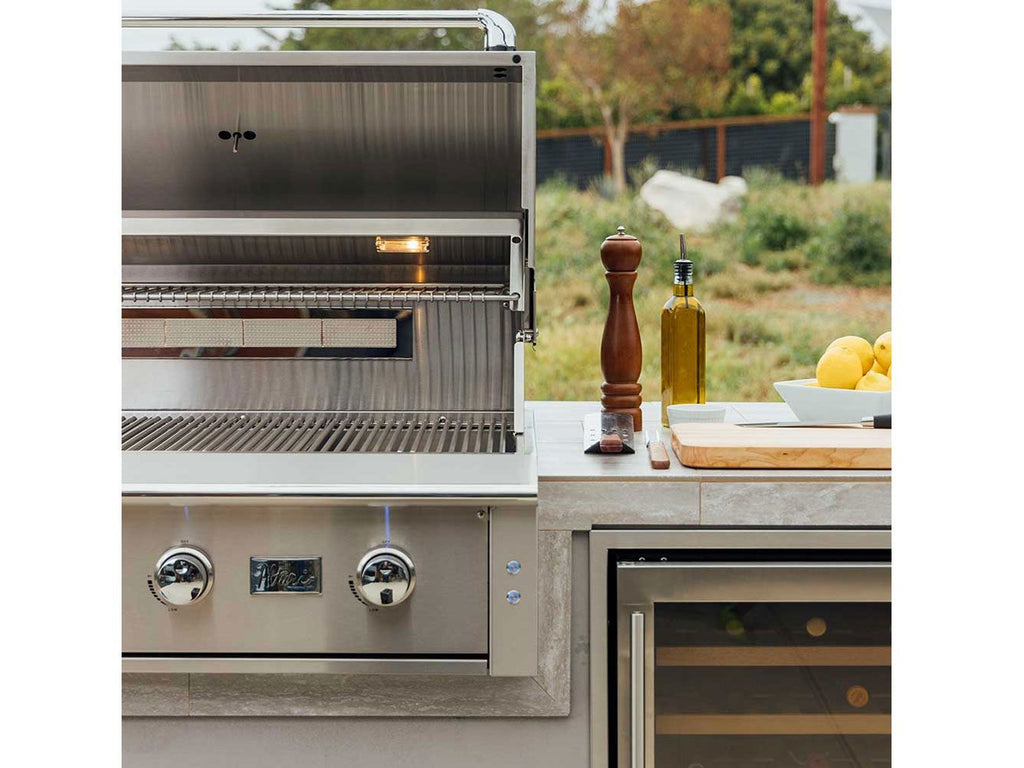 Parrilla de gas Alturi de 42 pulgadas y 3 quemadores, fabricada en Estados Unidos, con quemador trasero infrarrojo y kit de asador. 