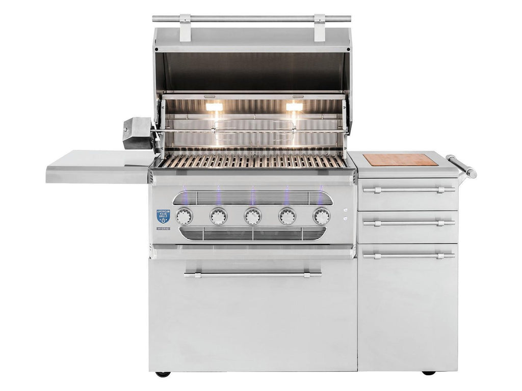 American Made Grills Muscle 36-Inch Freestanding Hybrid Wood, Charcoal & Gas Grill With Infrared Sear Burner & Rotisserie Kit