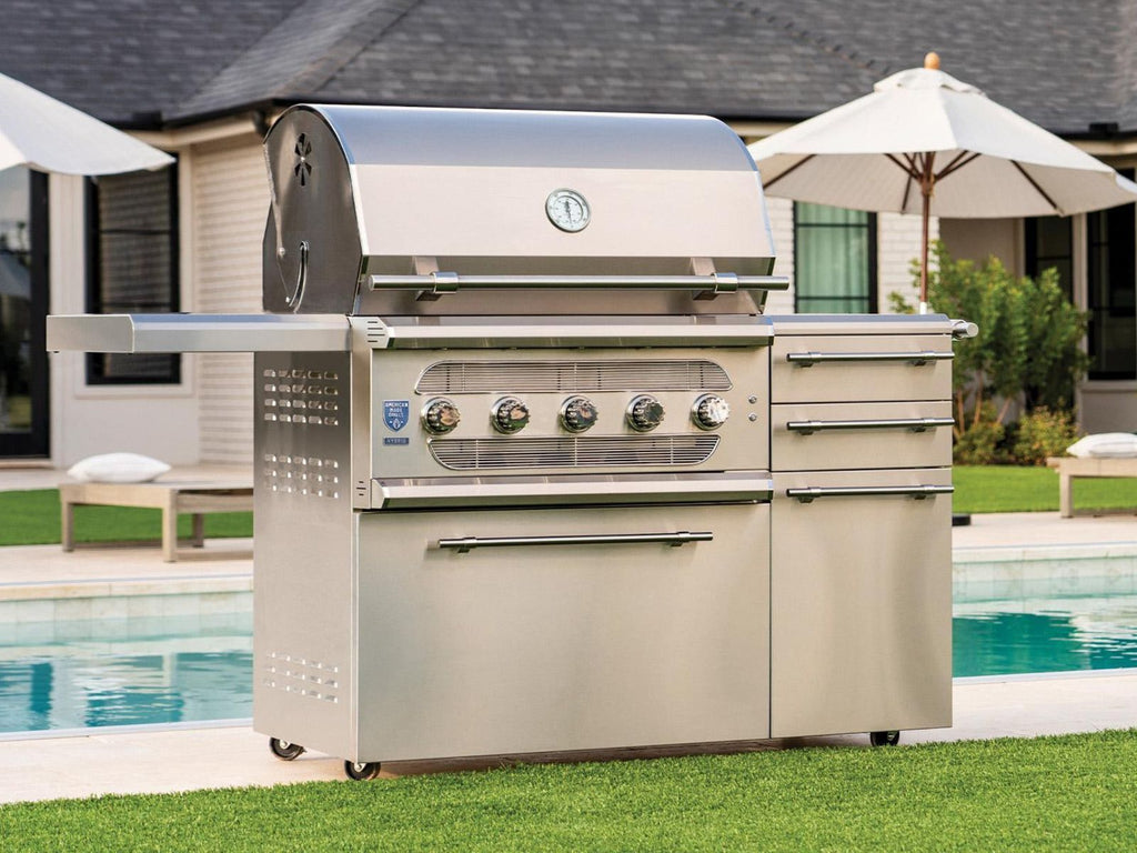 American Made Grills Muscle 36-Inch Freestanding Hybrid Wood, Charcoal & Gas Grill With Infrared Sear Burner & Rotisserie Kit