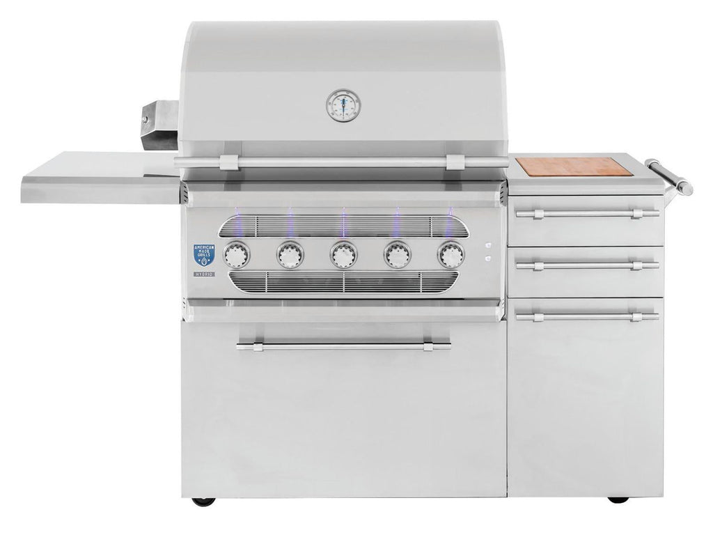 American Made Grills Muscle 36-Inch Freestanding Hybrid Wood, Charcoal & Gas Grill With Infrared Sear Burner & Rotisserie Kit