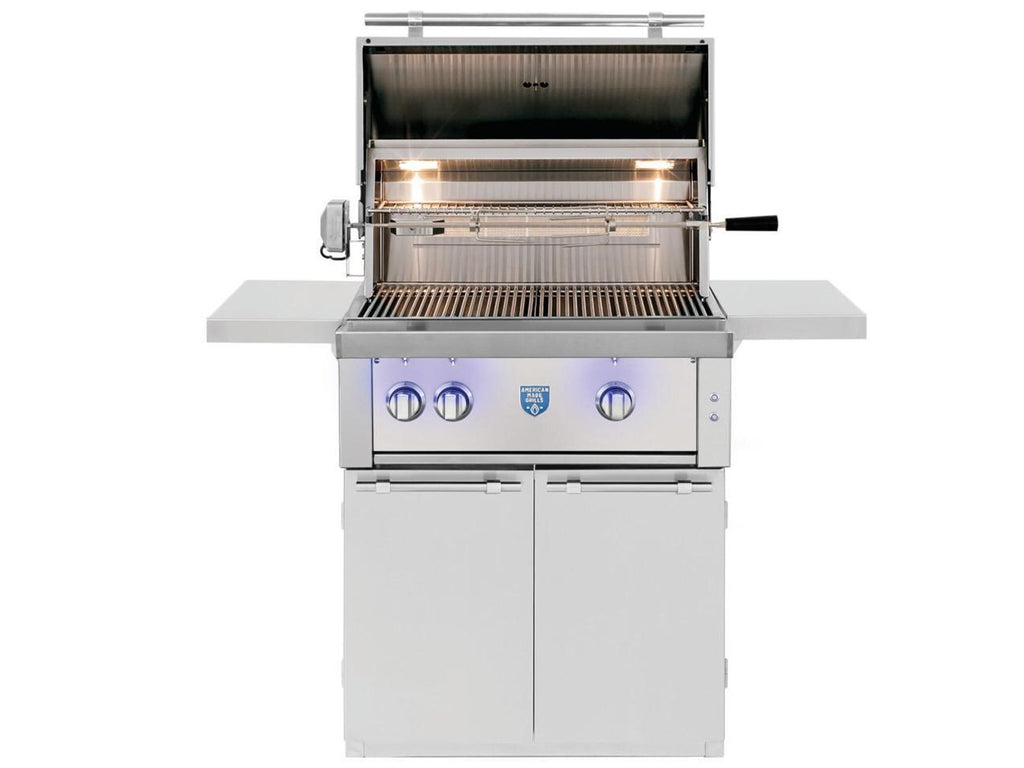 Parrilla de gas American Made Grills Estate de 30 pulgadas y 2 quemadores con quemador infrarrojo trasero y kit de asador 