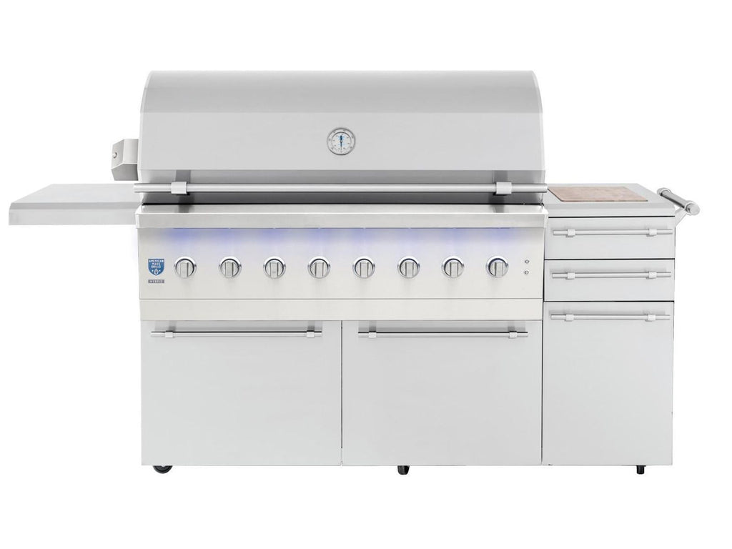 Parrilla híbrida de madera, carbón y gas Encore de 54 pulgadas, fabricada en Estados Unidos, con quemador infrarrojo y kit de asador. 