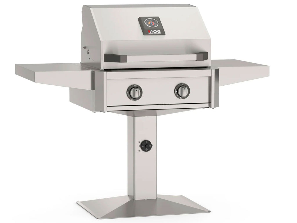 American Outdoor Grill T-Series 24-Inch 2-Burner Gas Grill on Accessible Patio Post Base (Includes Hood Side Handle)