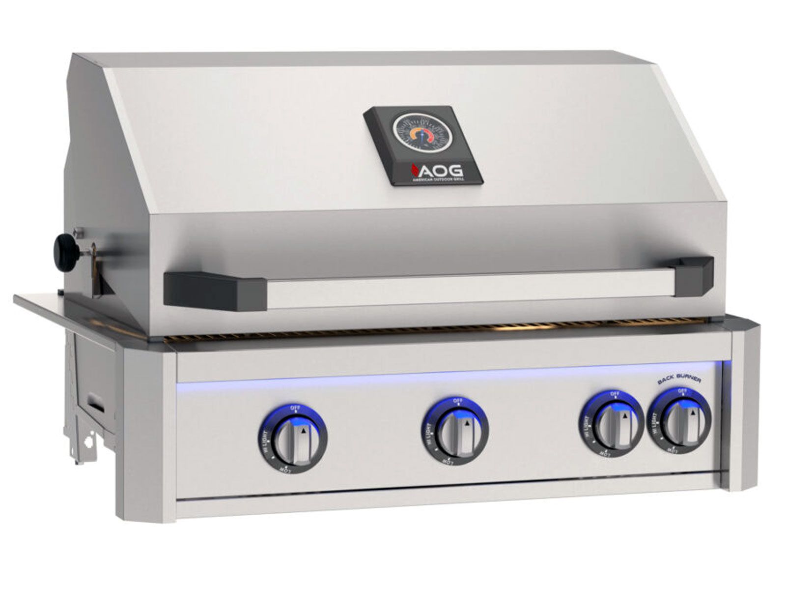 AOG L-Series 30-Inch 3-Burner Built-In Gas Grill With Rear IR Burner, Rotisserie Kit, Internal Lights & LED Multi-Color Lights