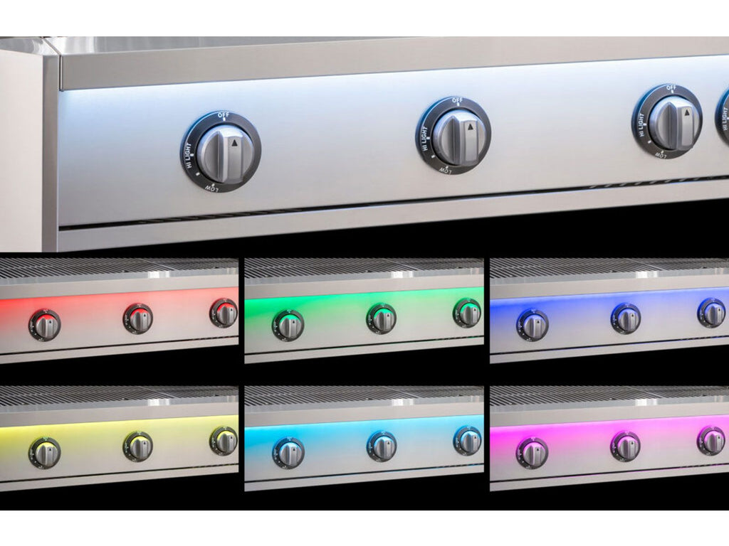 American Outdoor Grill L-Series 24-Inch 2-Burner Gas Grill With Rear IR Burner, Rotisserie Kit, Internal Lights & LED Multi-Color Lights on In-Ground Post Base