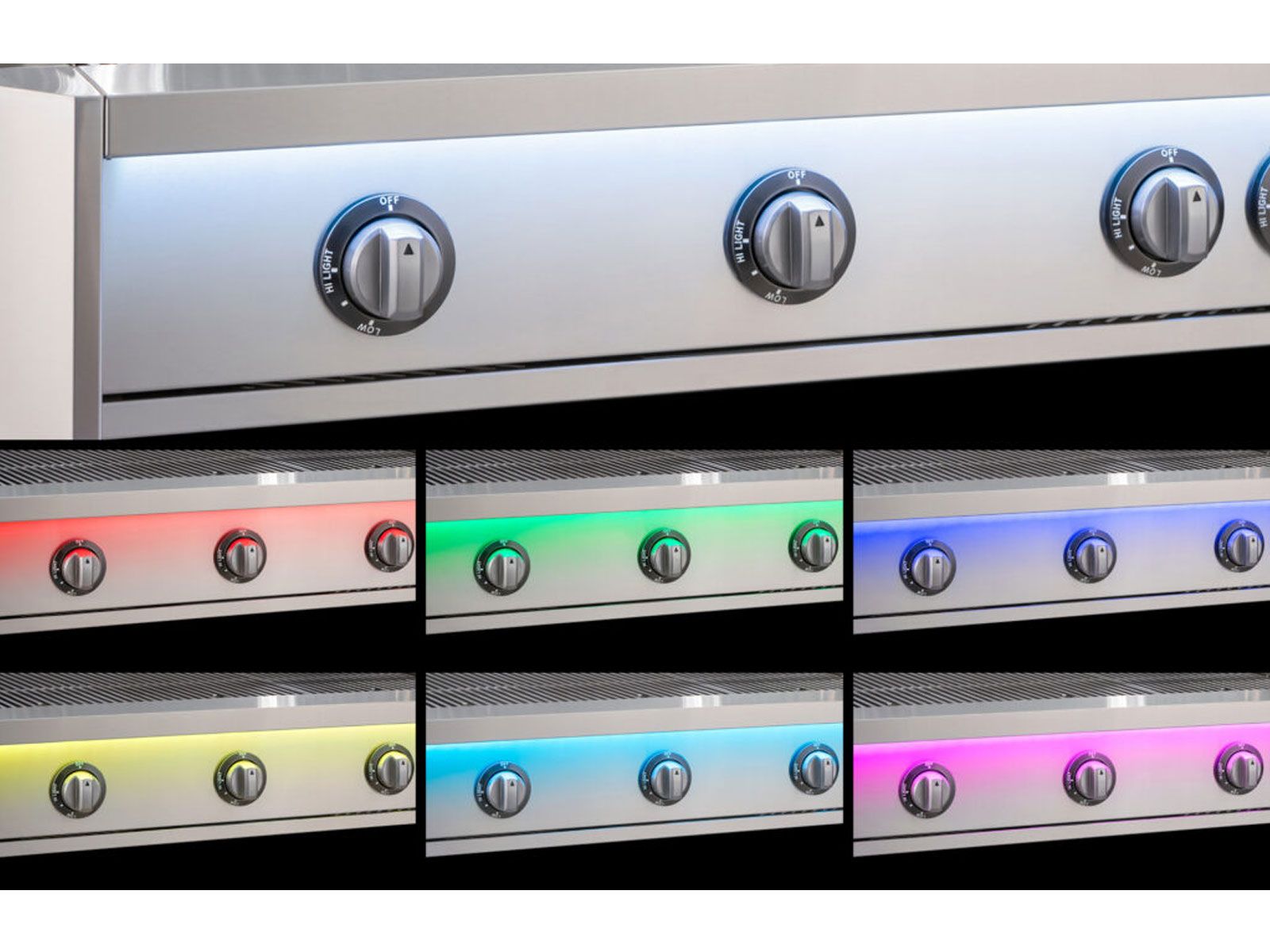 American Outdoor Grill L-Series 24-Inch 2-Burner Gas Grill With Rear IR Burner, Rotisserie Kit, Internal Lights & LED Multi-Color Lights on In-Ground Post Base
