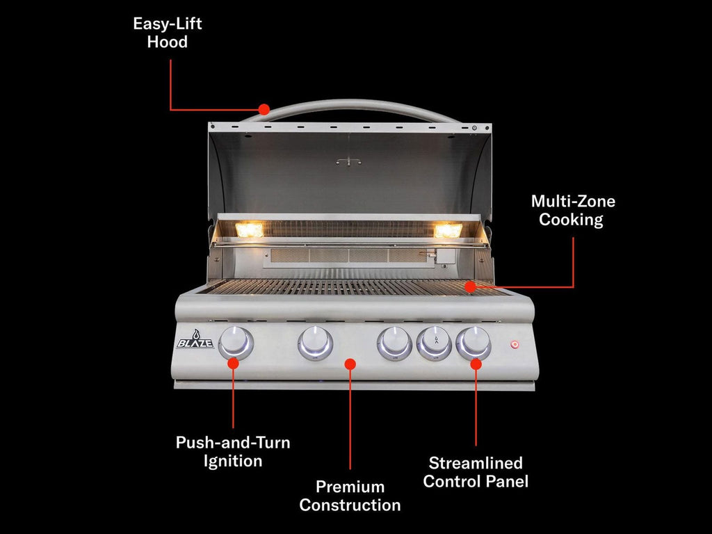 Blaze LTE+ 32-Inch 4-Burner Freestanding Gas Grill with Lift-Assist Hood and Rear Infrared Burner