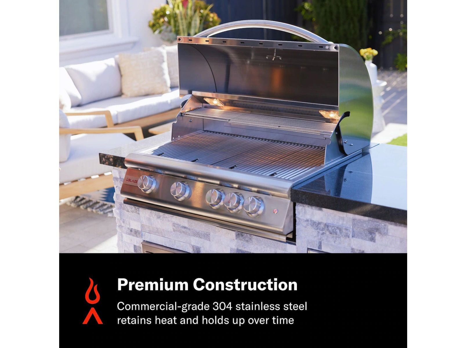 Blaze LTE+ 32-Inch 4-Burner Built-In Gas Grill w/ Lift-Assist Hood & Rear Infrared Burner
