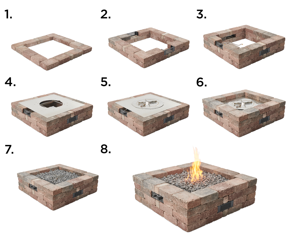Step-by-step build guide for the Bronson Block Square Gas Fire Pit Kit