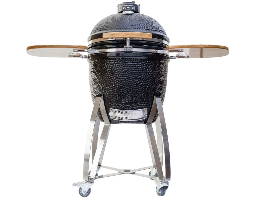 Ahumador de cerámica Coyote Asado en carrito con estantes laterales 