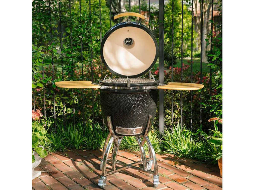 Ahumador de cerámica Coyote Asado en carrito con estantes laterales 