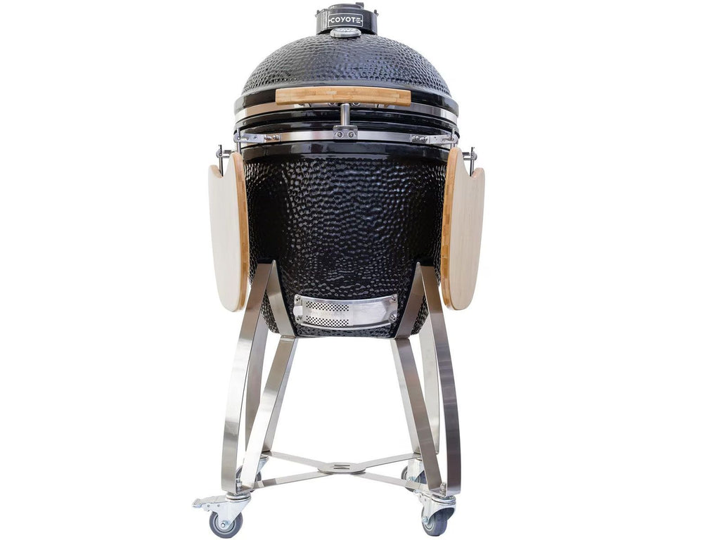 Ahumador de cerámica Coyote Asado en carrito con estantes laterales 