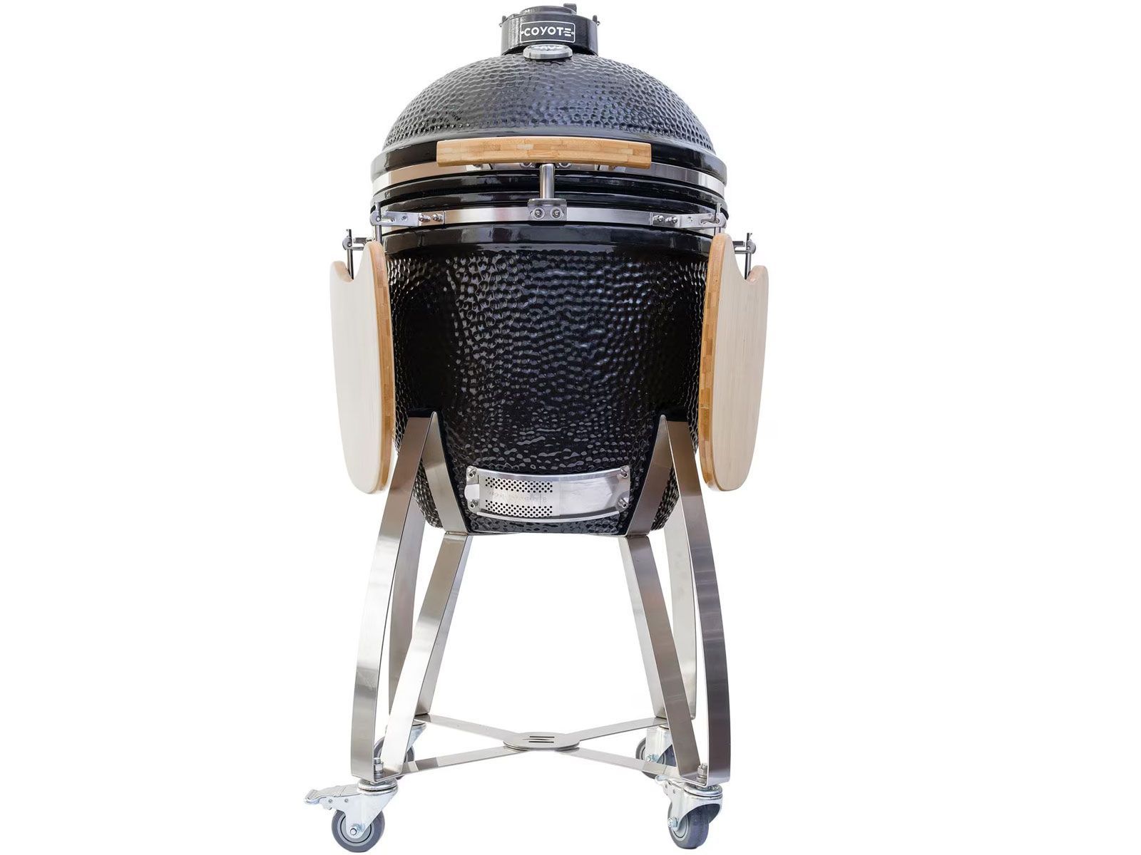 Ahumador de cerámica Coyote Asado en carrito con estantes laterales 