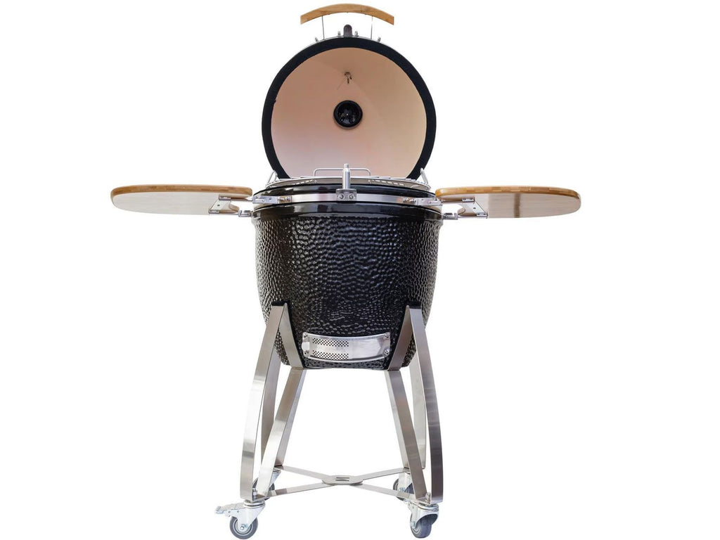 Ahumador de cerámica Coyote Asado en carrito con estantes laterales 