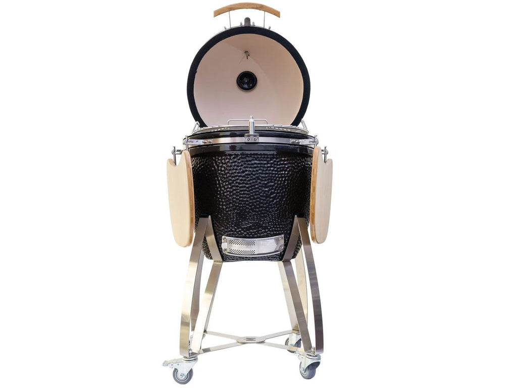 Ahumador de cerámica Coyote Asado en carrito con estantes laterales 