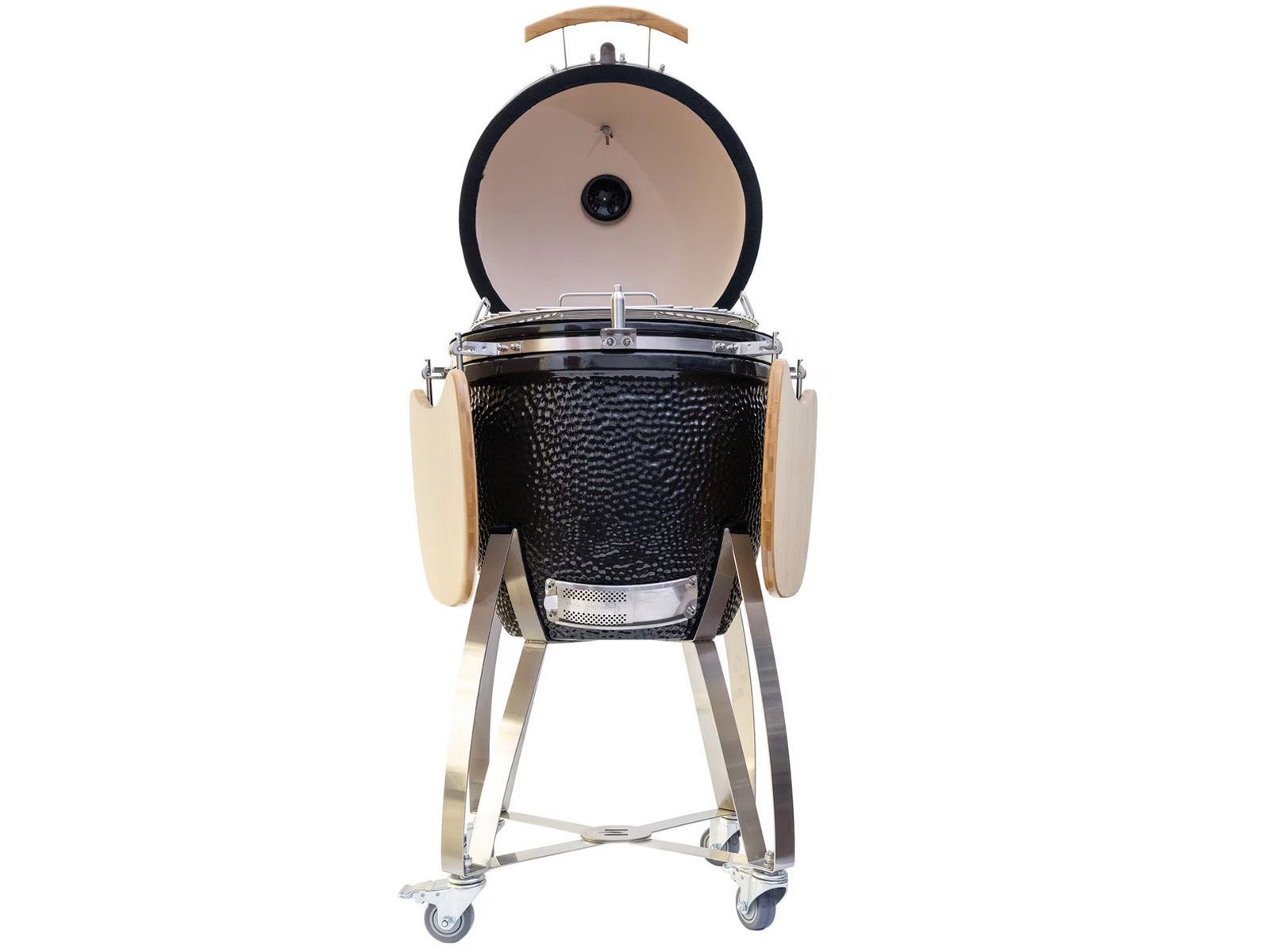 Ahumador de cerámica Coyote Asado en carrito con estantes laterales 