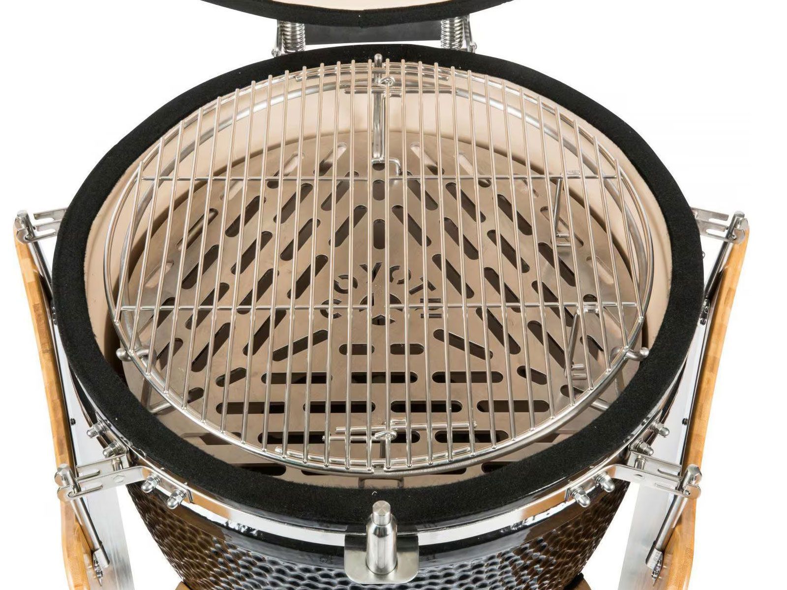 Ahumador de cerámica Coyote Asado en carrito con estantes laterales 