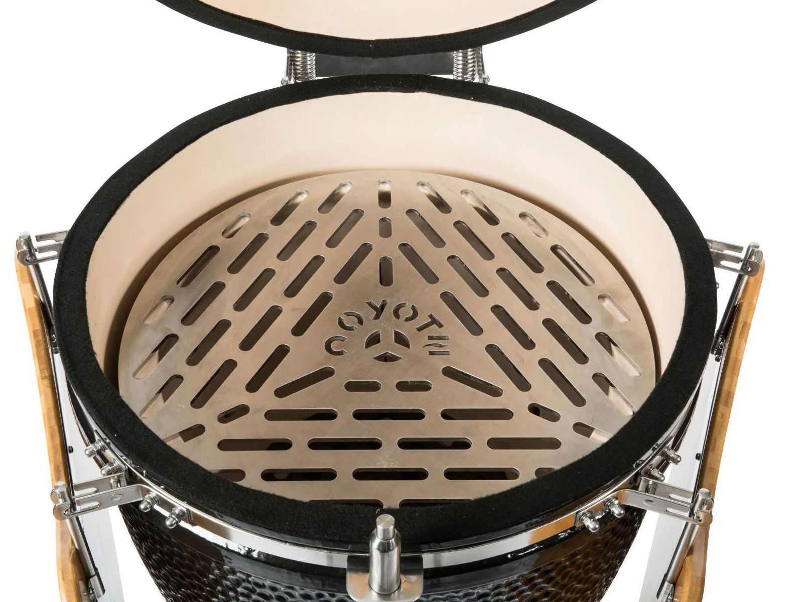 Ahumador de cerámica Coyote Asado en carrito con estantes laterales 