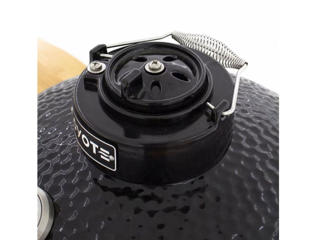 Ahumador de cerámica Coyote Asado en carrito con estantes laterales 