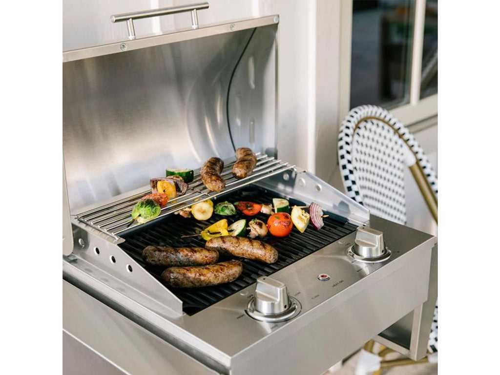 coyote 18-inch built-in / portable 1300 watt electric grill on patio post