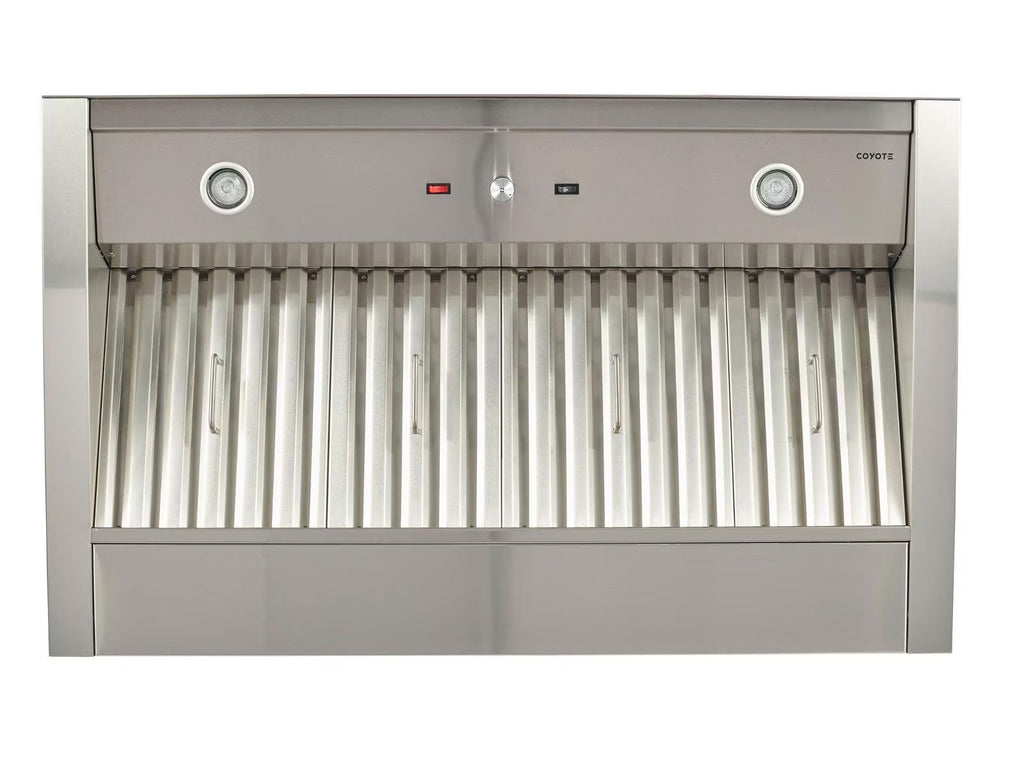 coyote 48-inch stainless steel outdoor hood insert with internal 1200 cfm blower motor