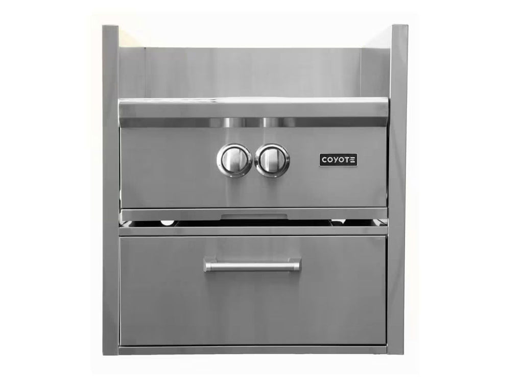 coyote built-in gas power burner w/ asado smoker insert sleeve