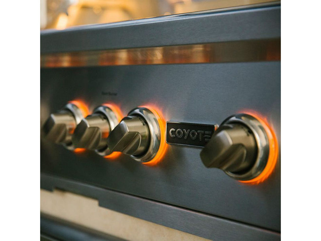 Parrilla a gas empotrada Coyote serie S de 30 pulgadas y 3 quemadores con quemador infrarrojo RapidSear y asador. 