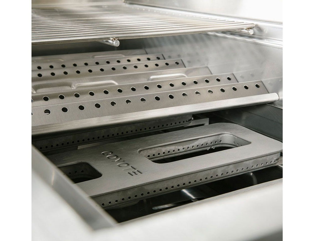 Parrilla a gas empotrada Coyote serie S de 30 pulgadas y 3 quemadores con quemador infrarrojo RapidSear y asador. 