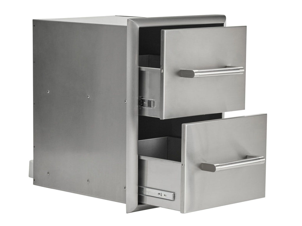haven 6 ft. outdoor kitchen island w/ coyote sl-series 30-inch grill, double access door & 2 drawer cabinet - brushed black