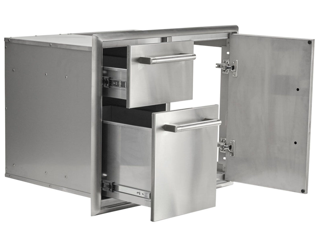 haven 6 ft. outdoor kitchen island w/ coyote c-series 30-inch grill, 31" dry pantry & 2 drawer cabinet - harbor gray