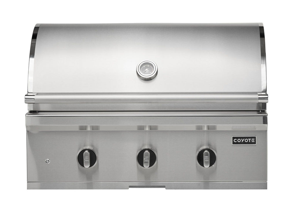 coyote c-series 34-inch 3-burner freestanding gas grill on cart