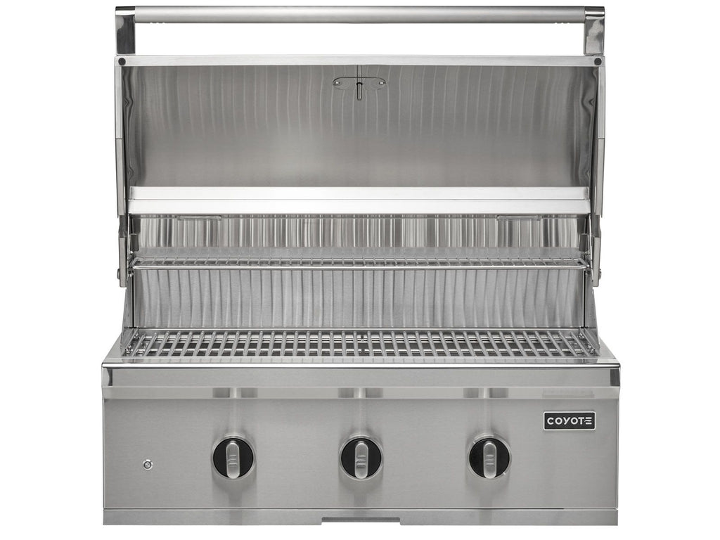 coyote c-series 34-inch 3-burner freestanding gas grill on cart
