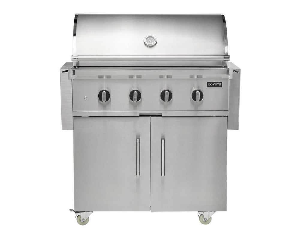 coyote cl-series 36-inch 4-burner freestanding gas grill on cart