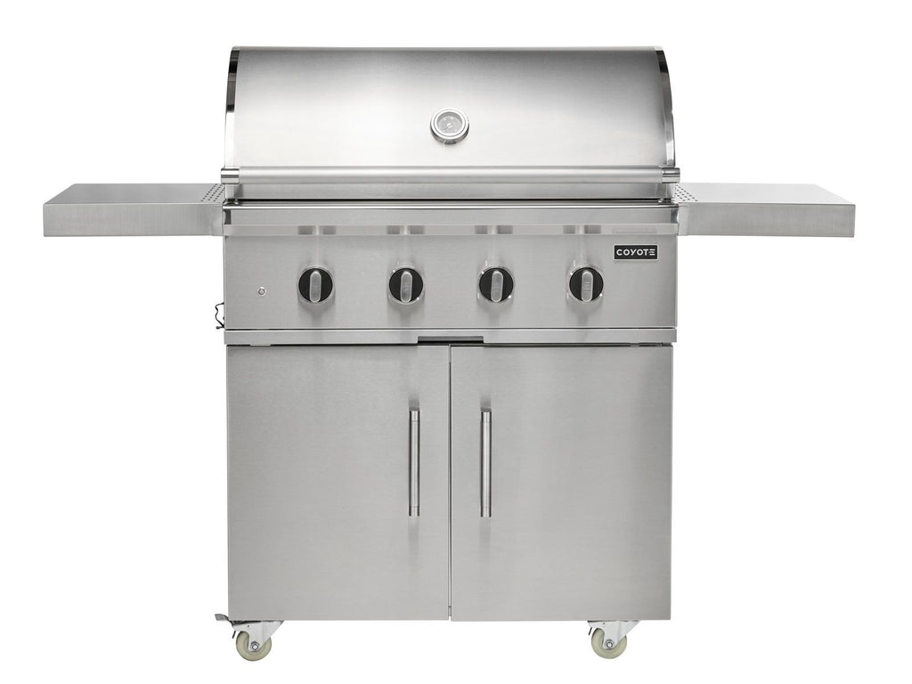 coyote cl-series 36-inch 4-burner freestanding gas grill on cart