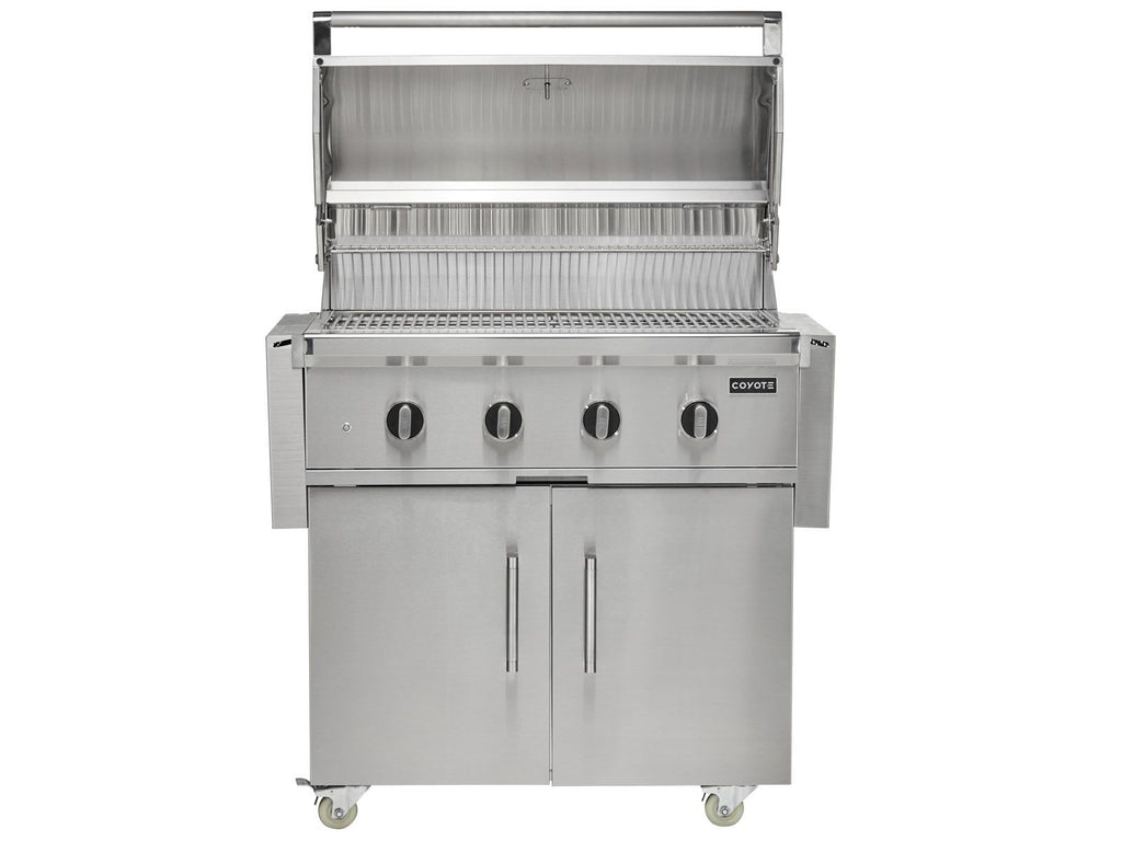 coyote cl-series 36-inch 4-burner freestanding gas grill on cart