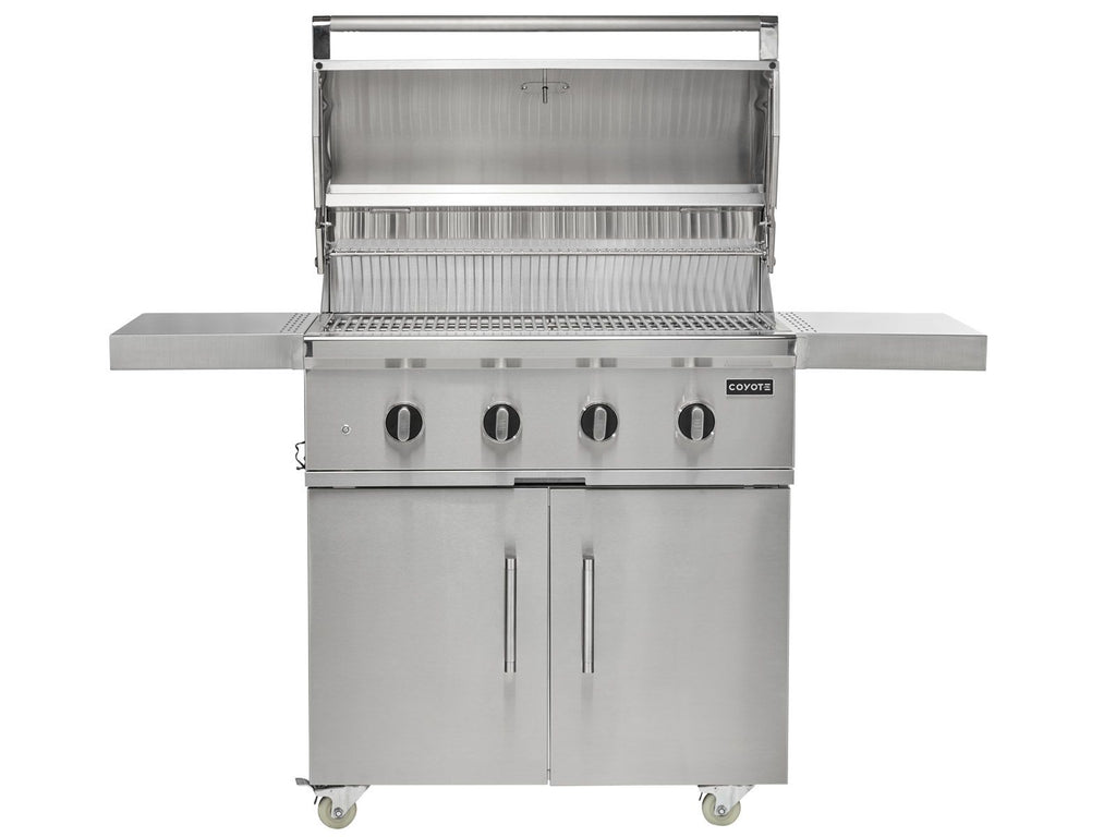coyote cl-series 36-inch 4-burner freestanding gas grill on cart