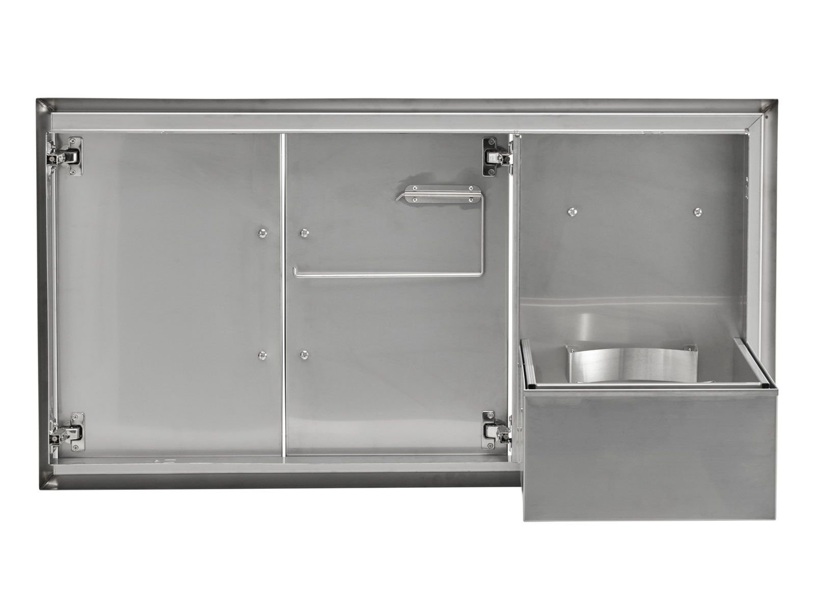 Puertas de acceso dobles Coyote de 45 pulgadas con cajón extraíble para basura y tanque de propano 