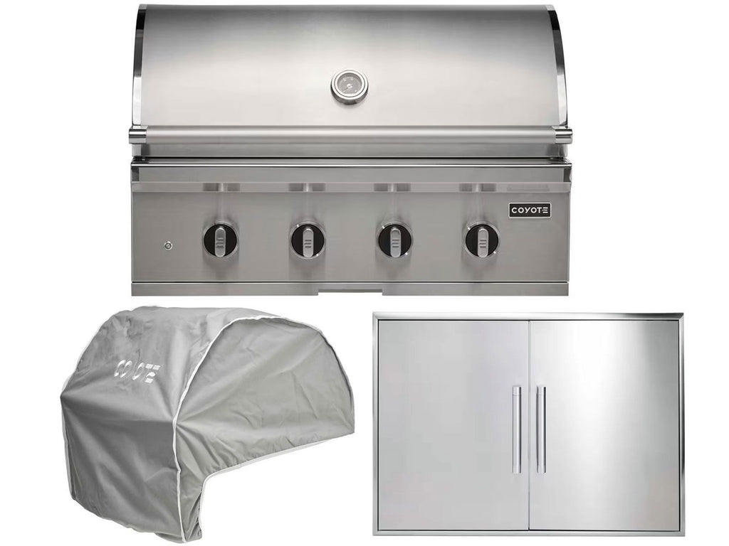 coyote 3-piece cl-series 36-inch 4-burner gas grill outdoor kitchen package