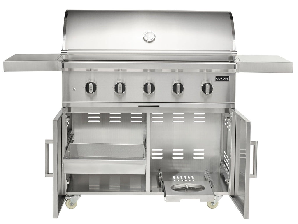 coyote cl-series 42-inch 5-burner freestanding gas grill on cart