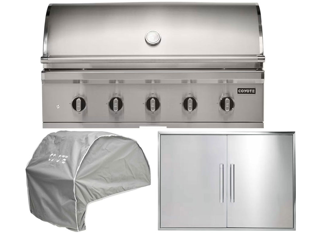 coyote 3-piece cl-series 42-inch 5-burner gas grill outdoor kitchen package
