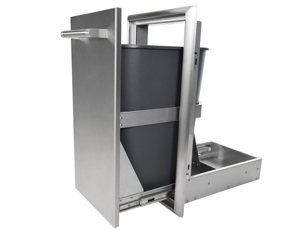 haven 6 ft. outdoor kitchen island w/ coyote c-series 30-inch grill, double access door & trash center - brushed black