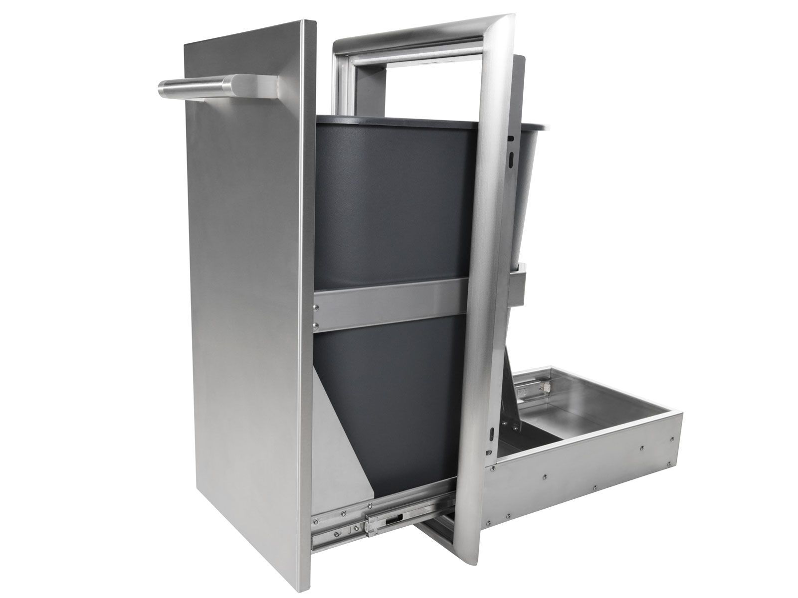 Isla de cocina exterior Haven de 1,8 m con parrilla Coyote Serie C de 76 cm, despensa seca de 78 cm y centro de basura - negro cepillado