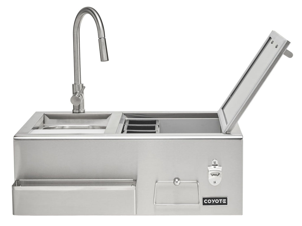 Centro de refrigerios empotrado de acero inoxidable Coyote de 30 pulgadas 