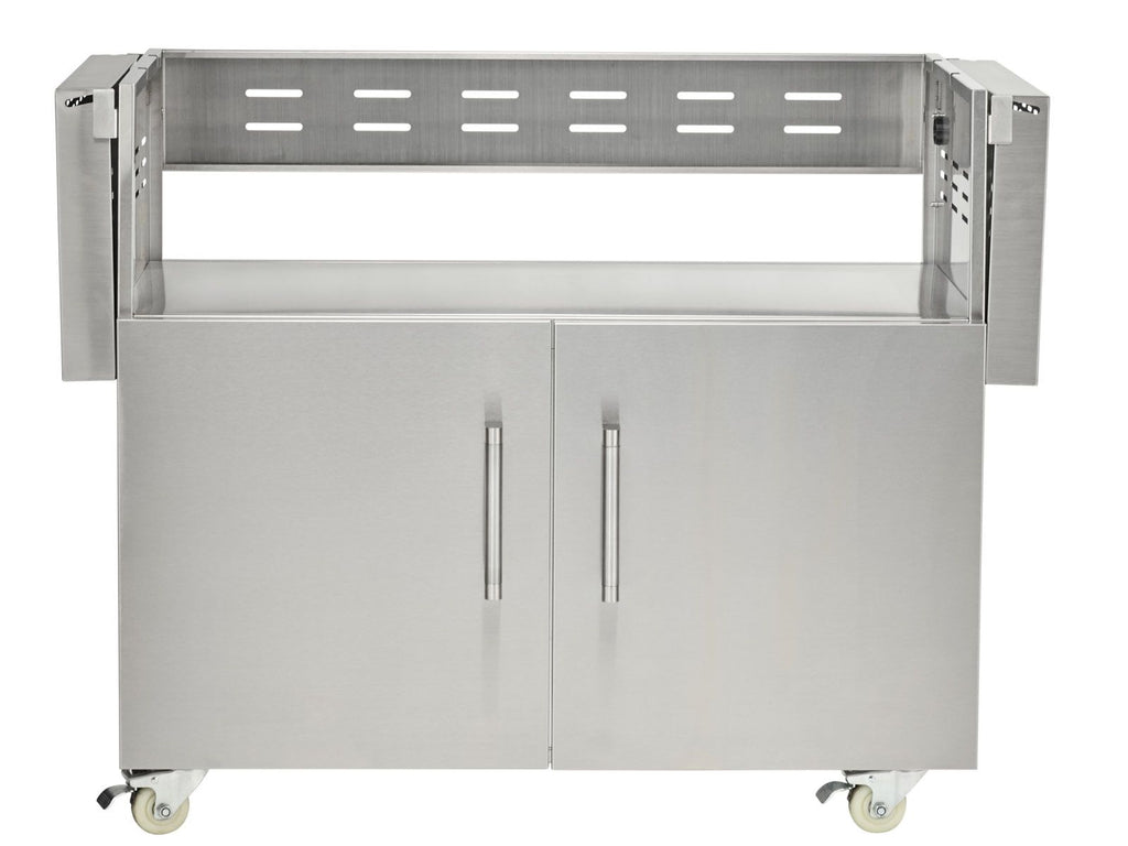 Parrilla a gas independiente Coyote serie SL de 42 pulgadas y 6 quemadores sobre carrito con briquetas de cerámica, quemador para sellar, quemador trasero infrarrojo y kit de asador. 