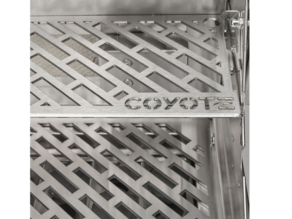 coyote sl-series 30-inch 3-burner Freestanding gas grill with ceramic briquettes, sear burner, infrared rear burner & rotisserie kit