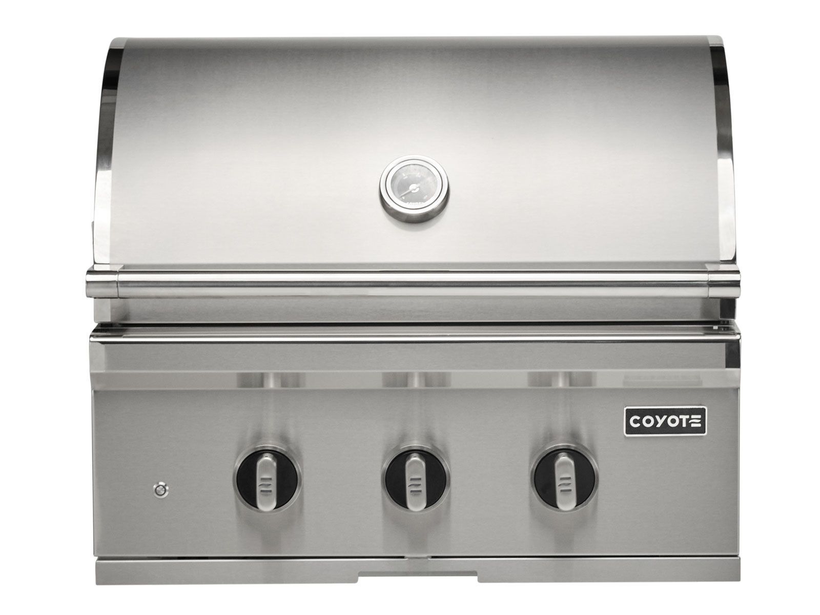 Isla de cocina exterior Haven de 1,8 m con parrilla Coyote SL-Series de 76 cm y puerta de acceso doble - negro cepillado