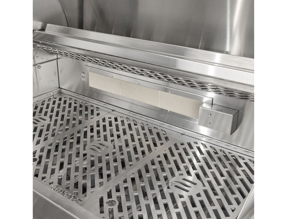 Parrilla a gas empotrada Coyote Serie SL de 42 pulgadas y 6 quemadores con briquetas de cerámica, quemador para sellar, quemador trasero infrarrojo y kit de asador. 