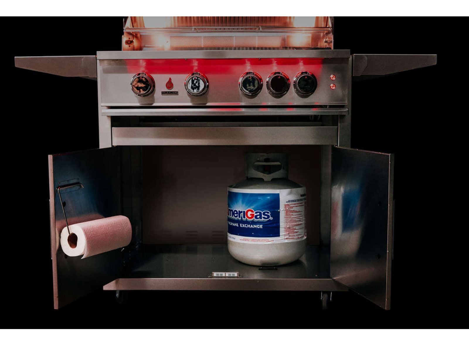 Parrilla de gas independiente TrueFlame Serie E de 32 pulgadas y 4 quemadores 